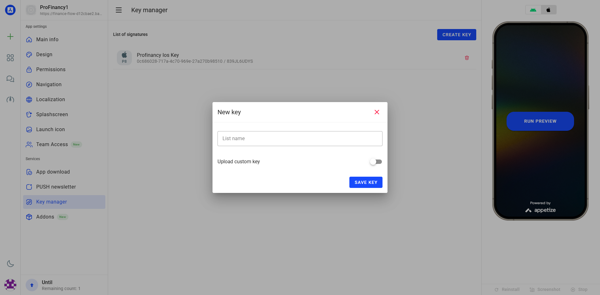 Create Android Key